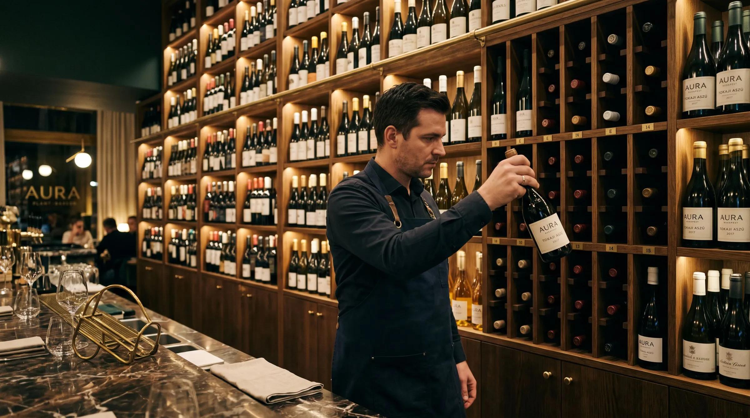 A borpolc a natúr borok válogatásával, meleg fényben